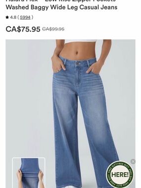 HALARA Washed Light Blue Baggy Wide-Leg Jeans